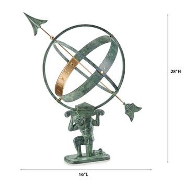 Large Titan God Atlas Armillary Sundial Sculptural Outdoor Time Piece